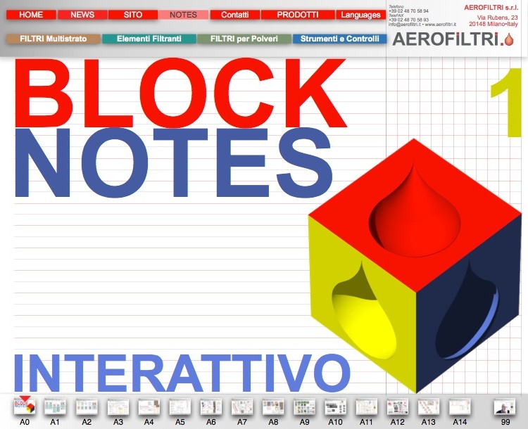 AEROFILTRI srl, Filtri e strumenti per impianti di verniciatura e ventilazione - Block Notes Interattivo